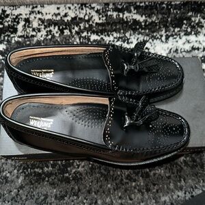 Black Leather Penny Loafers